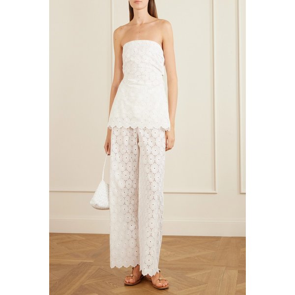 페이스풀 파미나 스트랩리스 스캘럽 브로더리 앵글레이즈 탑 화이트 46376663163058706