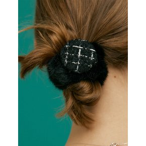 Tweed circle Fur Hairtie