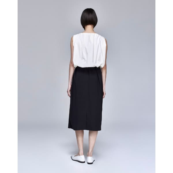 [파주점] [송지오우먼]송지오 슬랜트 플리츠 스커트 블랙 WH3SK325BK