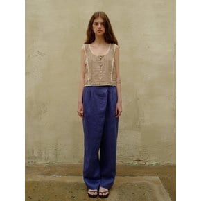 Linen wrap wide pants