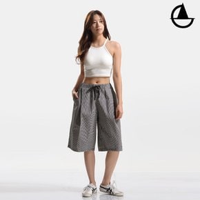핀 스트라이프 버뮤다데님 반바지 와이드 핀턱팬츠 mc940
