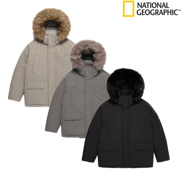 [시흥점] N244UDW140 남여공용 벨루가 퍼 트리밍 중기장 구스 후디 다운 점퍼