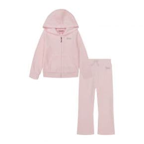 키즈 Juicy Couture 벨루어 집업 후디 후드티  플레어 팬츠 바지 세트 - 핑크 9579359