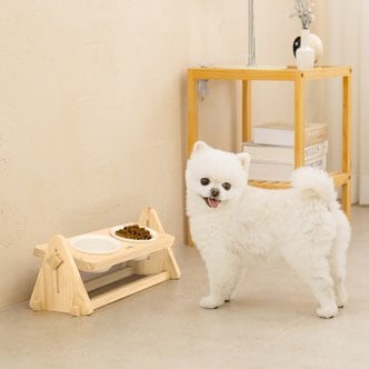 레토 원목 강아지 밥그릇 고양이 물그릇 식탁 식기 세트 각도 높이조절