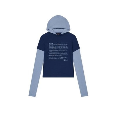 썬러브 W Prose Layered Hooded Tee Blue