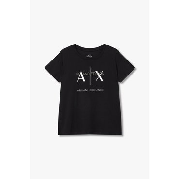 ARMANI EXCHANGE AX여성 테이핑 로고 크루넥 티셔츠A424130016블랙