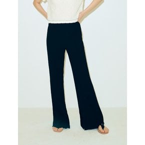 BLACK EMBO SLIT PANTS