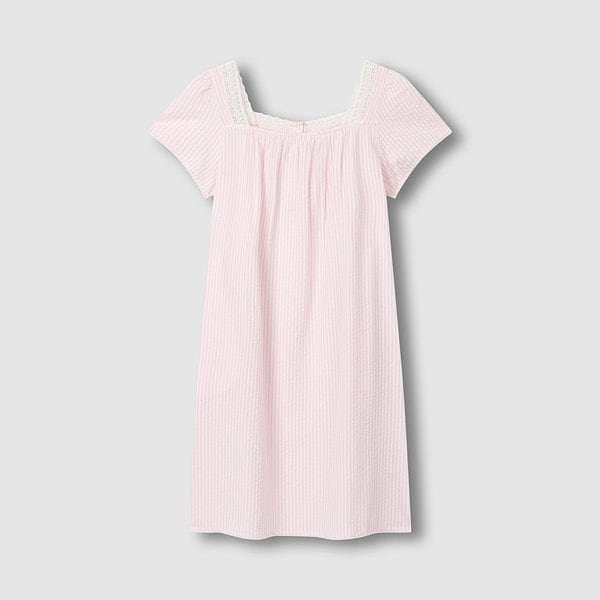 여 시어서커 셔링 반팔 파자마 원피스 J206203077065