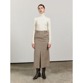 TOW FRONT TUCK WOOL SKIRT_2 COLOR