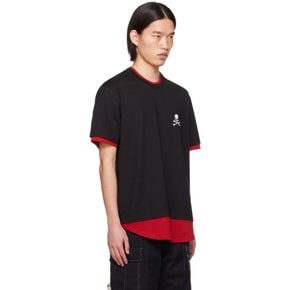 마스터마인드 블랙 & 레드 레이어드 티셔츠 MJ24E12-TS106-008 BLACK x RED