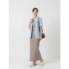 인더룸 /  2사이즈  조요(인) 베이직 어깨패드 트임 반팔 자켓 2color