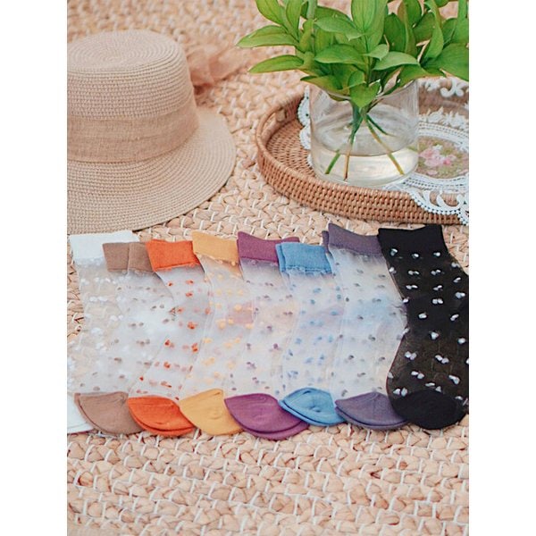 Dot Beach Color See-Through Socks (8color)