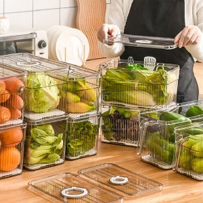 크린리빙 다이얼 냉장고 정리 트레이 소형 1+1 주방 야채 달걀 수납 채반 정리함 투명 보관용기