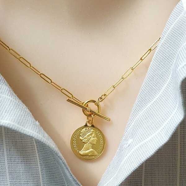 [가앤] 24k순금 엘리자베스 빅토리아 코인 목걸이 7.50g