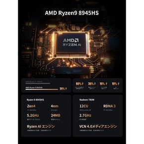 MINISFORUM UM890 Pro PC, AMD Ryzen 9 8945HS, DDR5-5600MHz 32GB, 1TB PCIE4.0 SSD, Windows