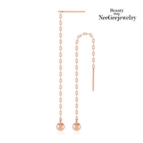 14K PINK GOLD 3mm 베이직 볼 드롭 이어링