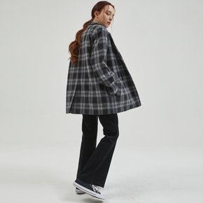 Wool Check Double Coat Black