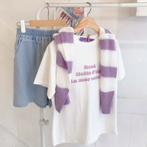 / 로즈 레터링 반팔 티셔츠