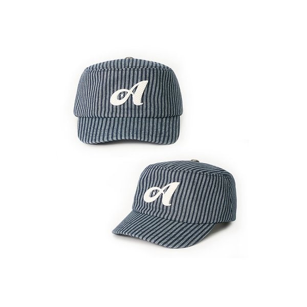 Stripe Stitch Denim Pillbox Cap