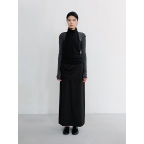 OVERLAP LAYER MAXI SKIRT [BLACK]