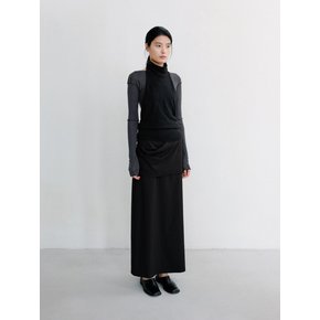 OVERLAP LAYER MAXI SKIRT [BLACK]