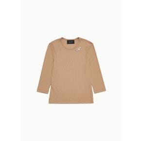 시몬로샤 26SS Underpinning Top W/ Emb, Toffee / Pearl