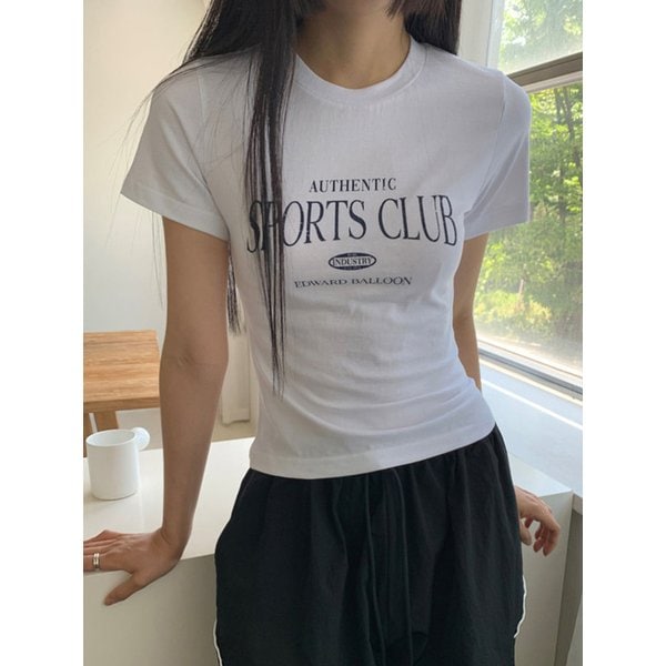 Sports Club Cropped Short-Sleeve T-Shirt - White