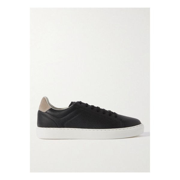 스웨이드 트리밍 풀 그레인 가죽 스니커즈 블랙