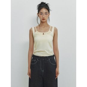 SHIRRING LAYERED SLEEVELESS - LEMON