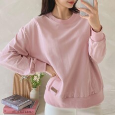 옷자락 여자 민무늬 절개선 박시핏 FW U넥 조각 맨투맨