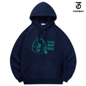 [일반/기모] 특양면 데빌 스냅 프린팅 후드티