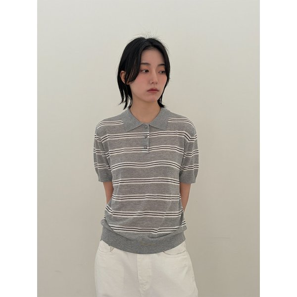 Multi Stripe Collar Knit_Grey