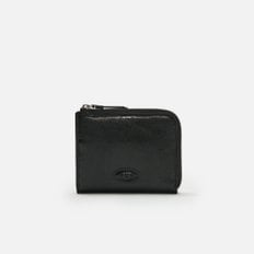 Oval button wallet Wrinkled black