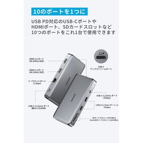 Anker 563 USB-C (10-in-1, Dual 4K HDMI, for MacBook) 100W MST 4K HDMI  허브 기능 3화면