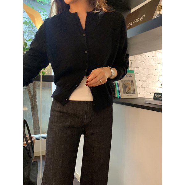 이브 울100 RV가디건_BLACK