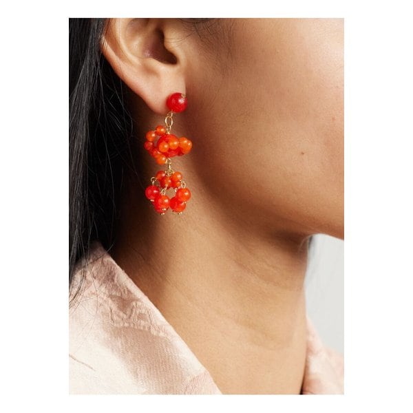 컴플리티드워크  골드 버메일 마노 이어링 레드 46376663162867470