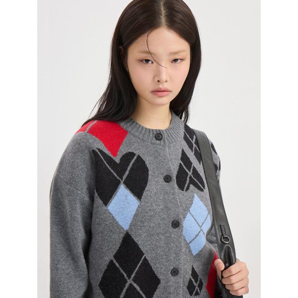 Argyle Jaquard Knit Cardigan (melange grey) LFWCS26100GYM