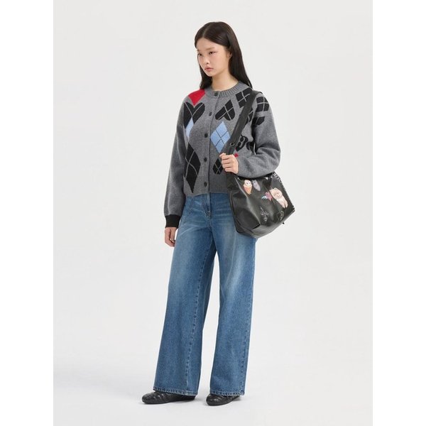 Argyle Jaquard Knit Cardigan (melange grey) LFWCS26100GYM