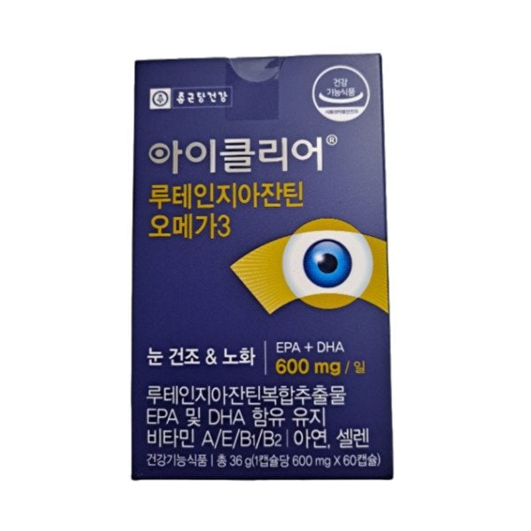 종근당건강 아이클리어 루테인 지아잔틴 오메가3 60캡슐 1박스 SJ