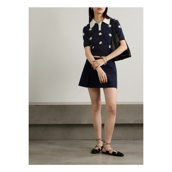 크롭 자수 니트 폴로 셔츠 네이비 1647597343594154