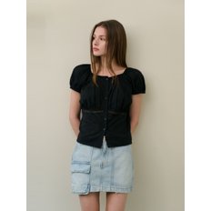 PUNCHING LACE BLOUSE [BLACK]