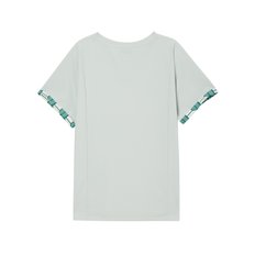 그린 힉스프린트 배색소매 라운드 반팔 티셔츠(DLTS4B507E1)