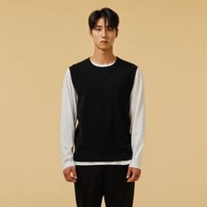 *정상가 39,900원*남 메리노울 블렌디드 니트 베스트_BLACK