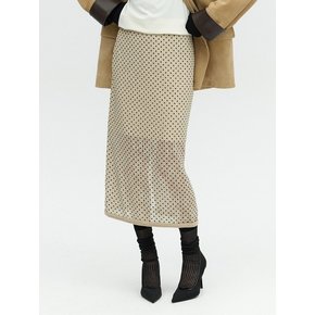 DOT SHEER H-LINE SKIRT_BEIGE