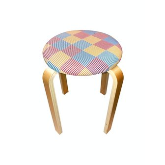 유라이크왓 Color block patchwork stool (red)
