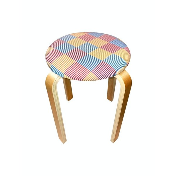 Color block patchwork stool (red)