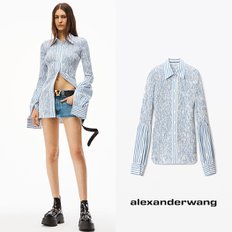 alexanderwang 알렉산더왕 코튼 포플린 스목 스트라이프 블루 스트라이프 셔츠