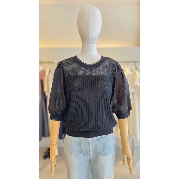 [여주점] [JJ 지고트] 여성 시스루 배색 풀오버니트 GS5R1PO511