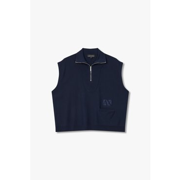 ARMANI EXCHANGE AX 여성 자수 로고 하프 집업 베스트-네이비(A424132013)