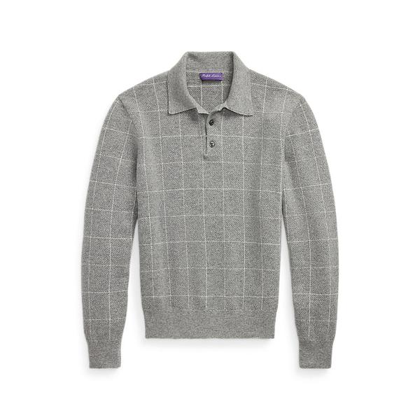 Purple Label 윈도우페인 캐시미어 폴로 칼라 스웨터 (MNPLSWE16820636020)